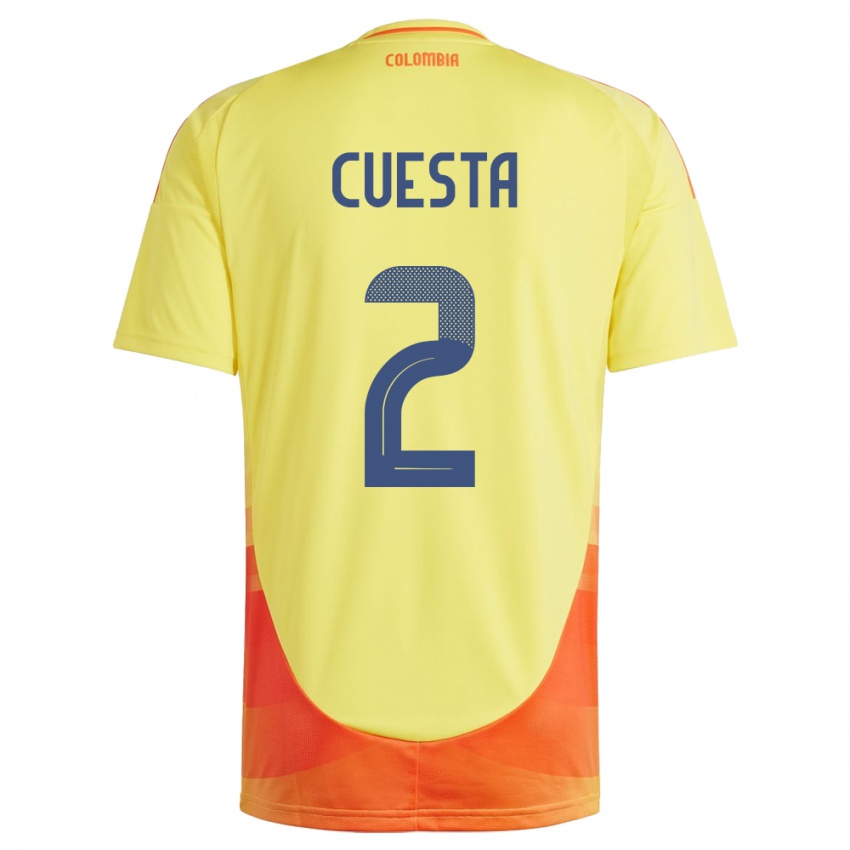 Børn Colombia Carlos Cuesta #2 Gul Hjemmebane Spillertrøjer 24-26 Trøje T-Shirt