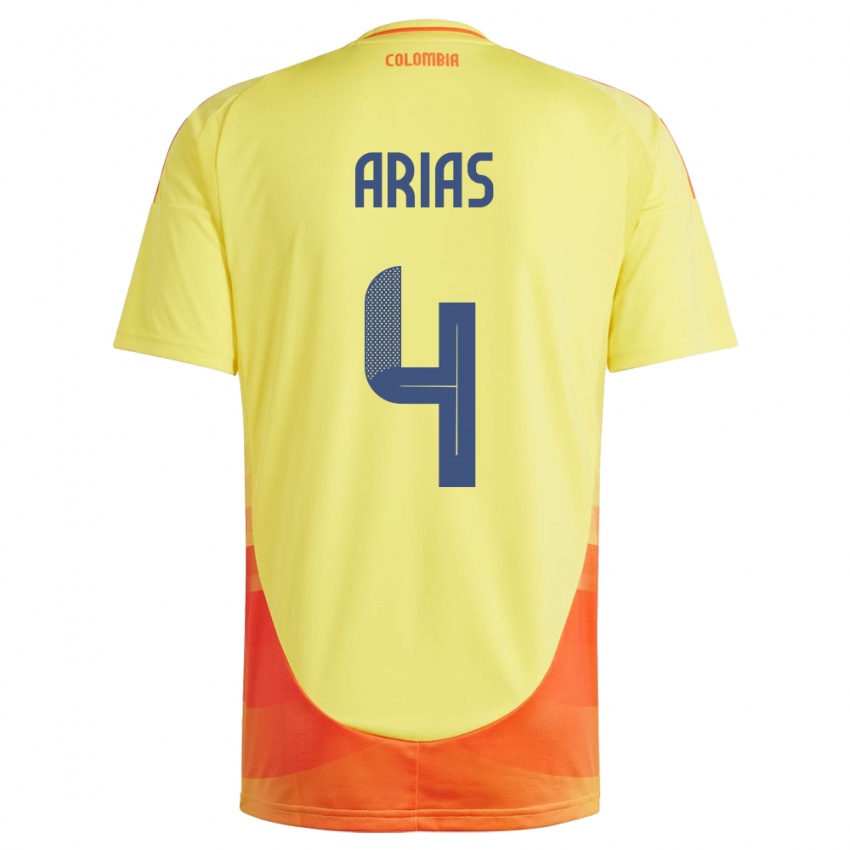 Børn Colombia Santiago Arias #4 Gul Hjemmebane Spillertrøjer 24-26 Trøje T-Shirt