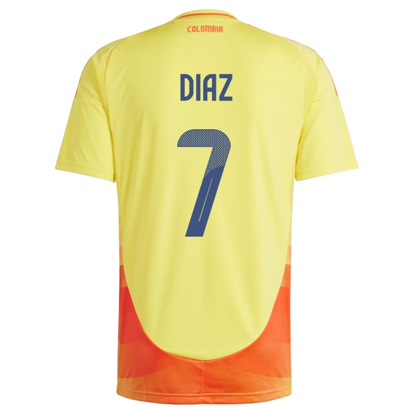 Børn Colombia Luis Díaz #7 Gul Hjemmebane Spillertrøjer 24-26 Trøje T-Shirt