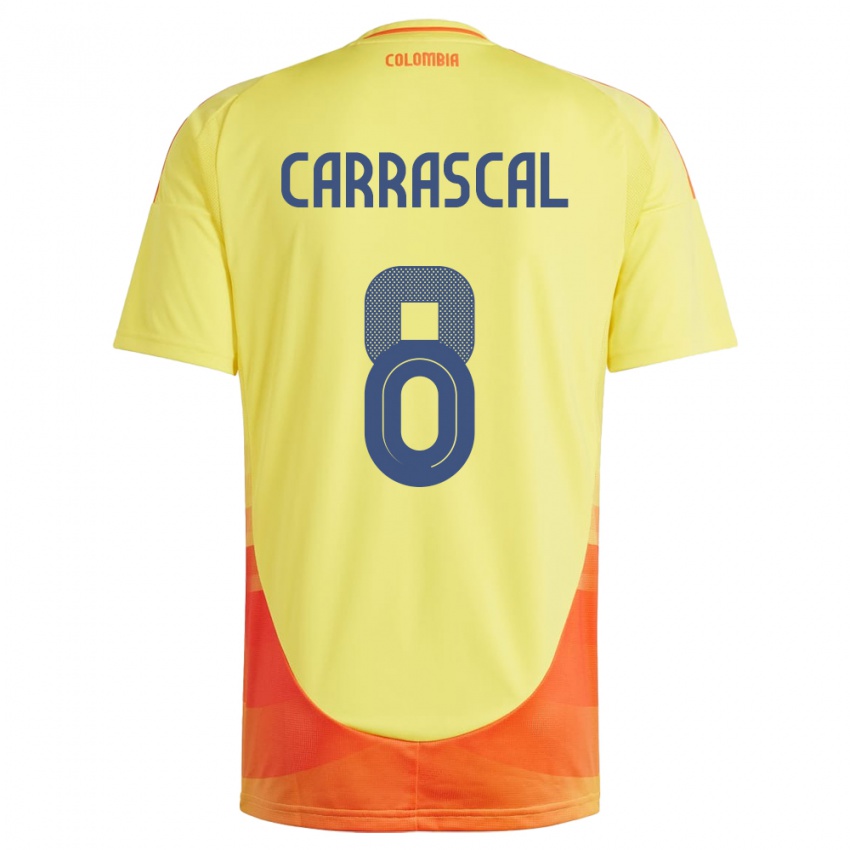 Børn Colombia Jorge Carrascal #8 Gul Hjemmebane Spillertrøjer 24-26 Trøje T-Shirt