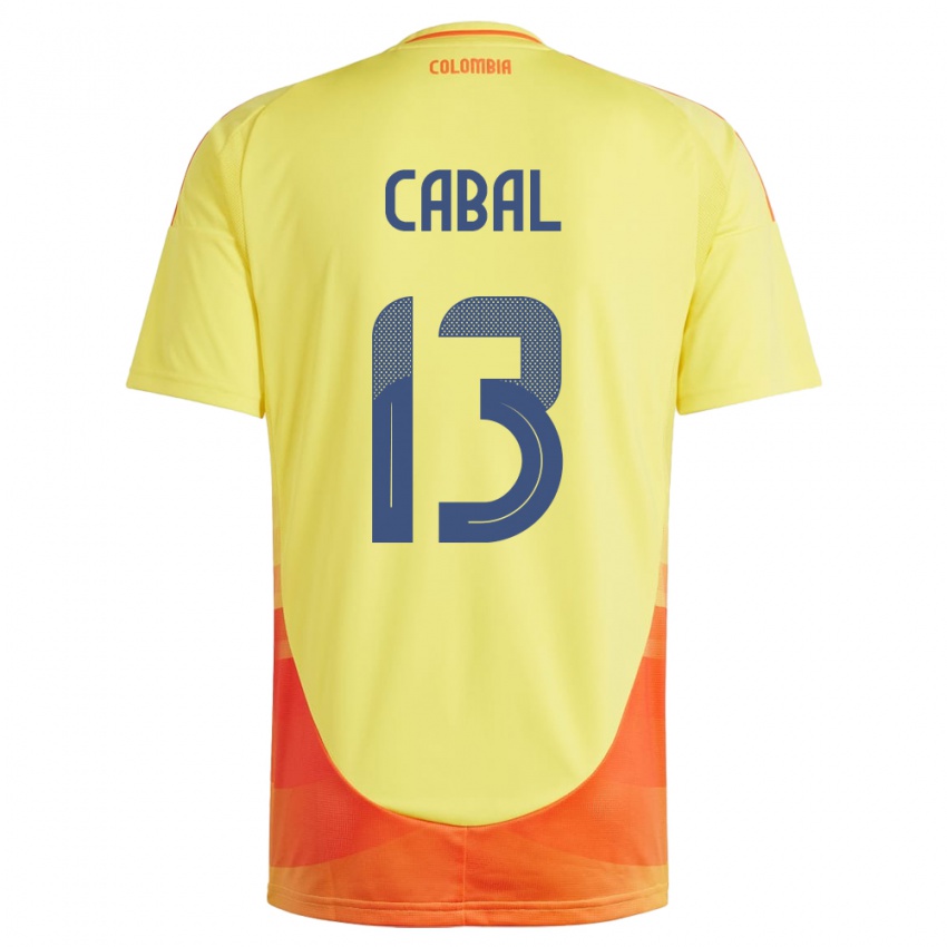 Børn Colombia Juan Cabal #13 Gul Hjemmebane Spillertrøjer 24-26 Trøje T-Shirt