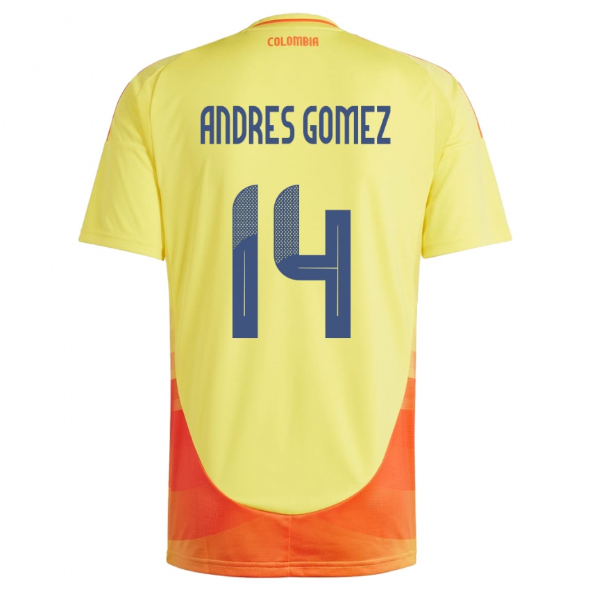 Børn Colombia Carlos Andrés Gómez #14 Gul Hjemmebane Spillertrøjer 24-26 Trøje T-Shirt