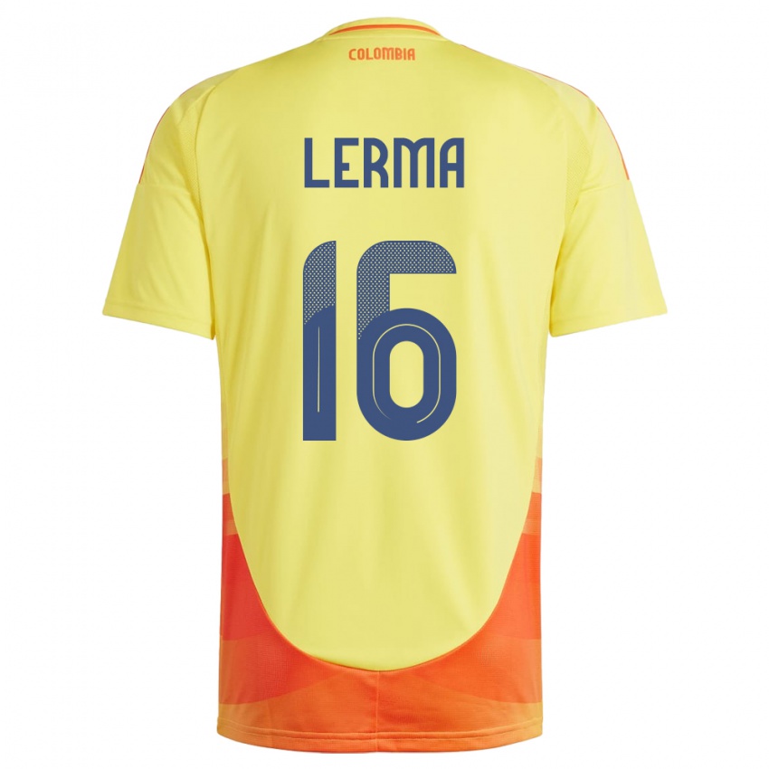 Børn Colombia Jefferson Lerma #16 Gul Hjemmebane Spillertrøjer 24-26 Trøje T-Shirt