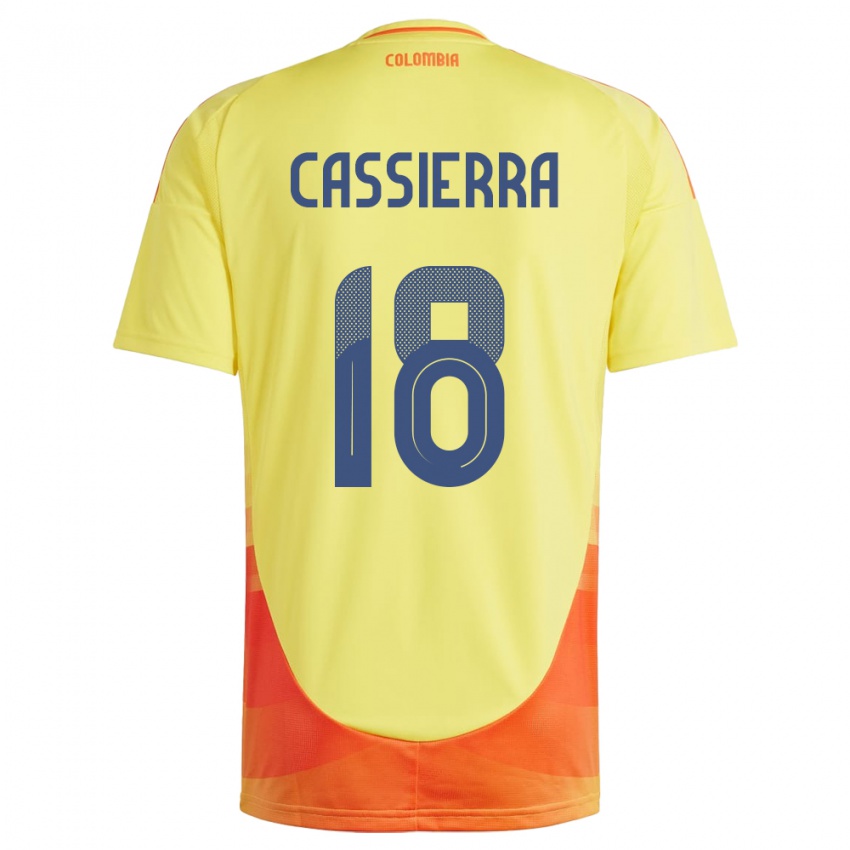 Børn Colombia Mateo Cassierra #18 Gul Hjemmebane Spillertrøjer 24-26 Trøje T-Shirt