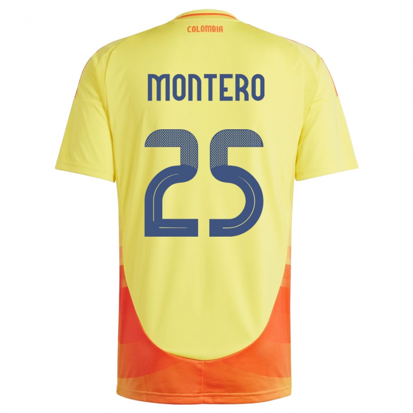 Børn Colombia Álvaro Montero #25 Gul Hjemmebane Spillertrøjer 24-26 Trøje T-Shirt