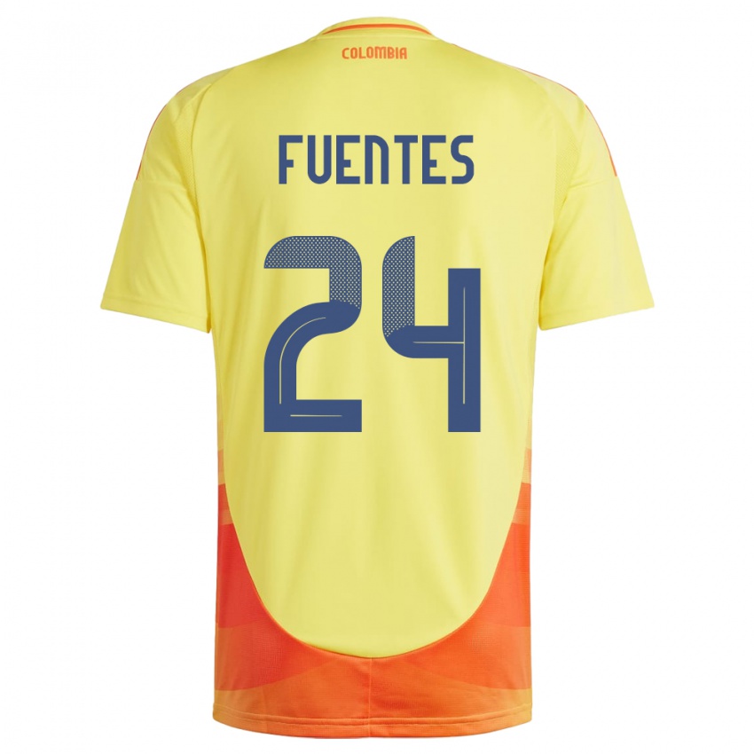 Børn Colombia Gabriel Fuentes #24 Gul Hjemmebane Spillertrøjer 24-26 Trøje T-Shirt