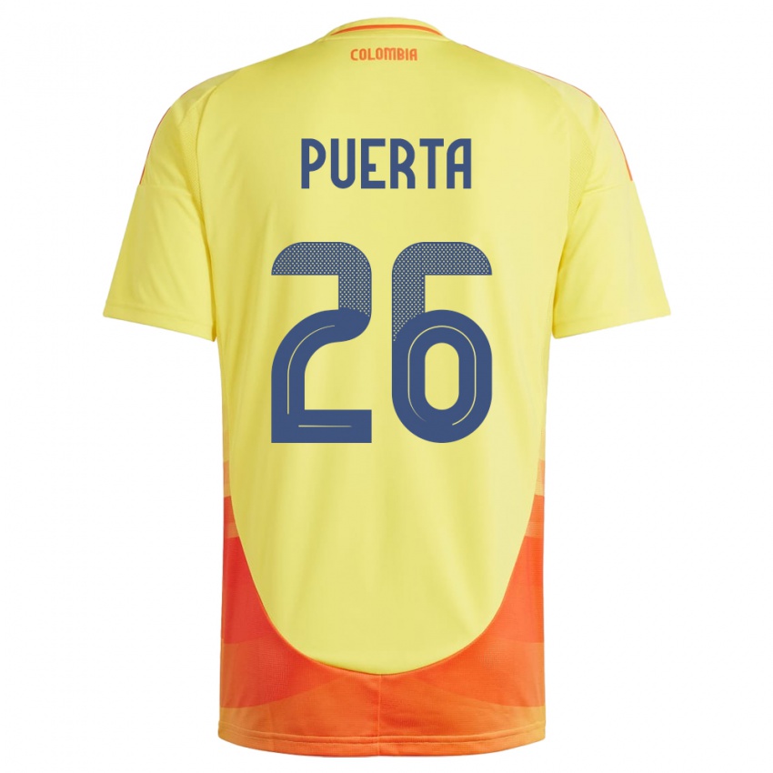 Børn Colombia Gustavo Puerta #26 Gul Hjemmebane Spillertrøjer 24-26 Trøje T-Shirt