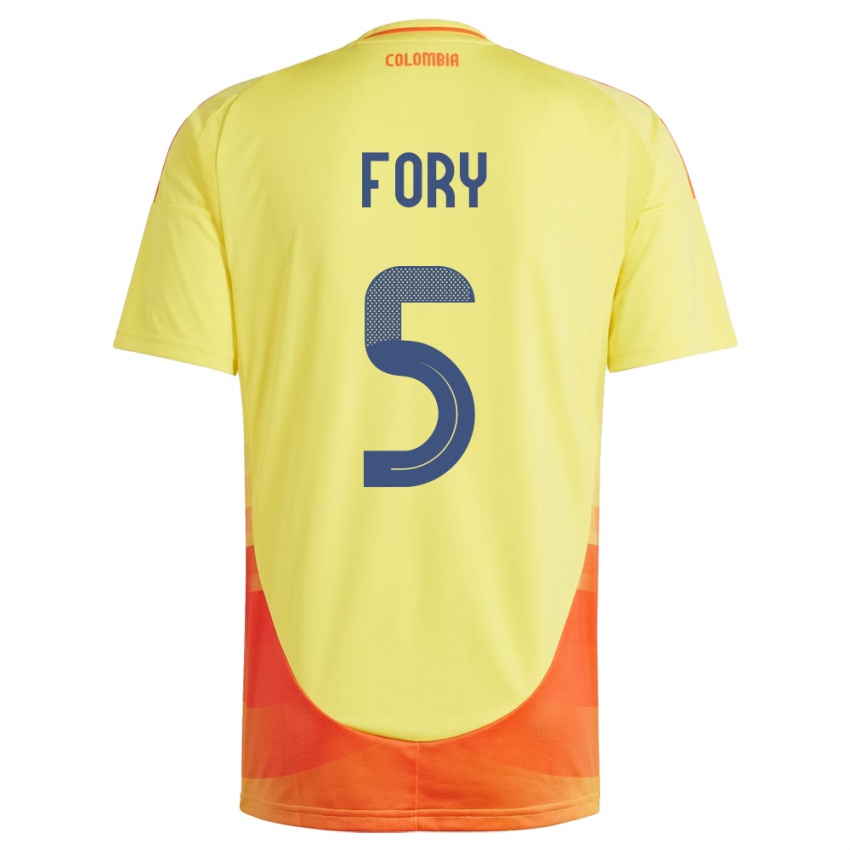 Børn Colombia Jimer Fory #5 Gul Hjemmebane Spillertrøjer 24-26 Trøje T-Shirt