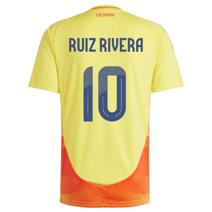 Børn Colombia Daniel Ruiz Rivera #10 Gul Hjemmebane Spillertrøjer 24-26 Trøje T-Shirt