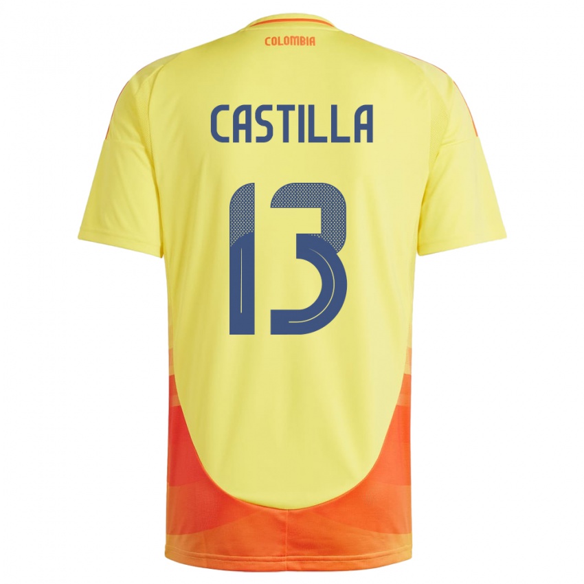 Børn Colombia Juan Castilla #13 Gul Hjemmebane Spillertrøjer 24-26 Trøje T-Shirt