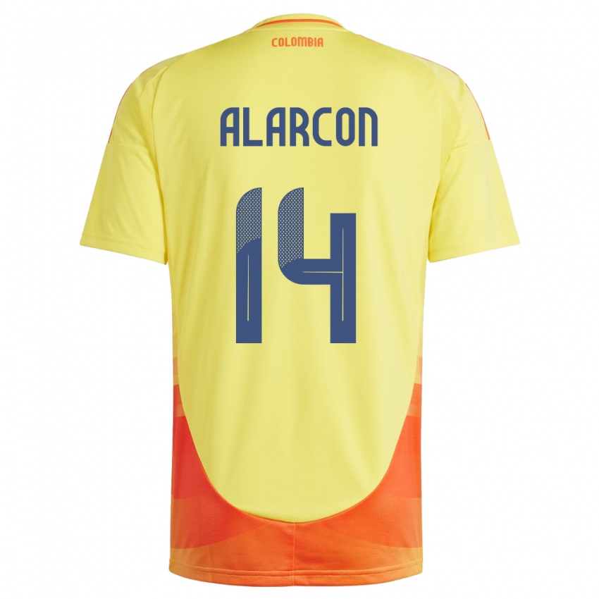 Børn Colombia Andrés Alarcón #14 Gul Hjemmebane Spillertrøjer 24-26 Trøje T-Shirt