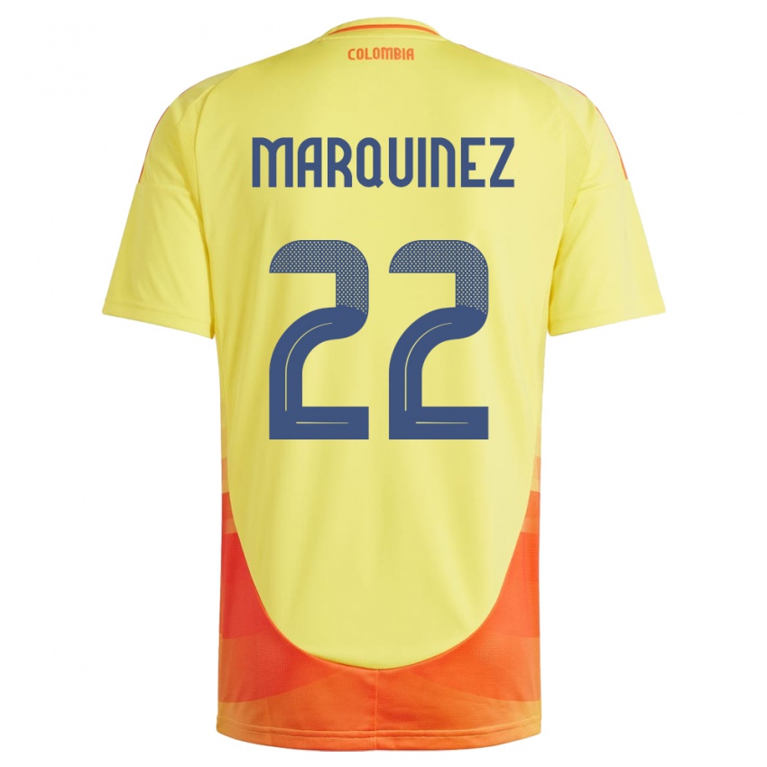 Børn Colombia Luis Marquinez #22 Gul Hjemmebane Spillertrøjer 24-26 Trøje T-Shirt