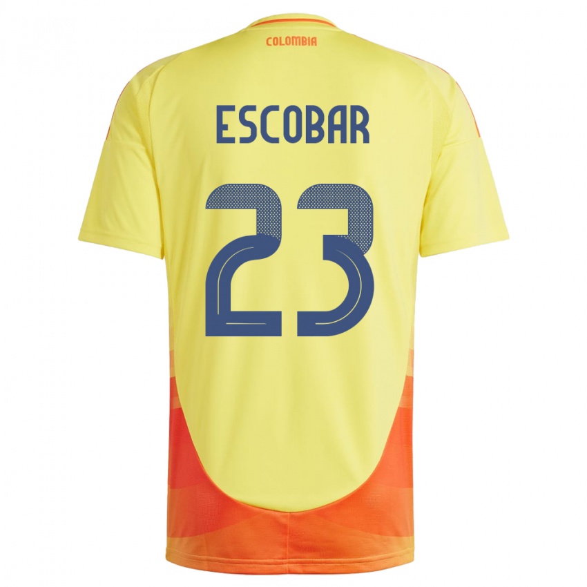 Børn Colombia Josen Escobar #23 Gul Hjemmebane Spillertrøjer 24-26 Trøje T-Shirt