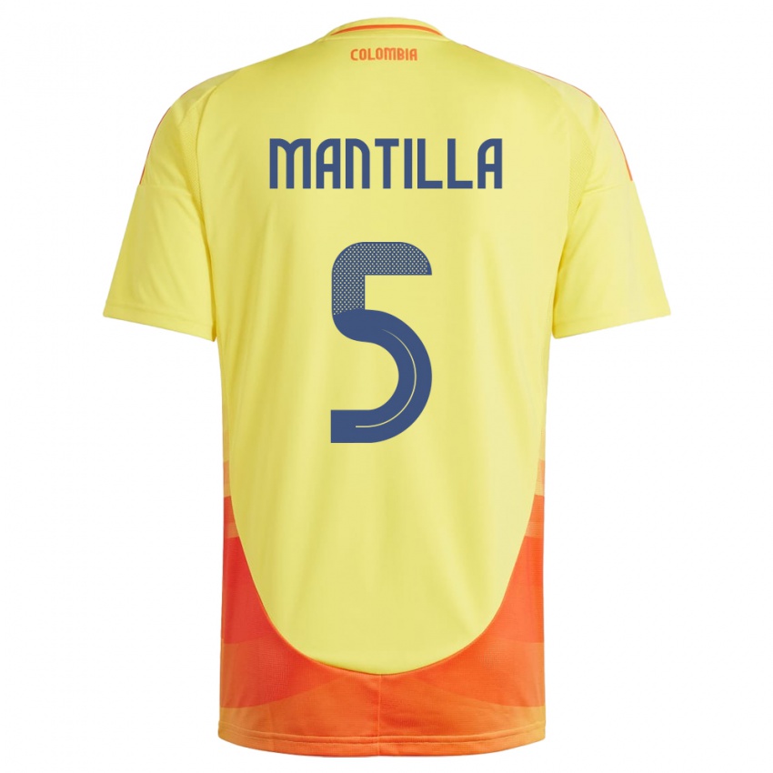 Børn Colombia Kevin Mantilla #5 Gul Hjemmebane Spillertrøjer 24-26 Trøje T-Shirt