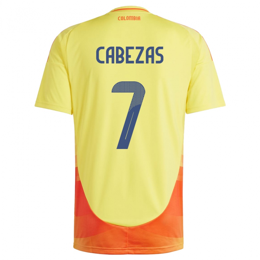 Børn Colombia Jorge Cabezas #7 Gul Hjemmebane Spillertrøjer 24-26 Trøje T-Shirt