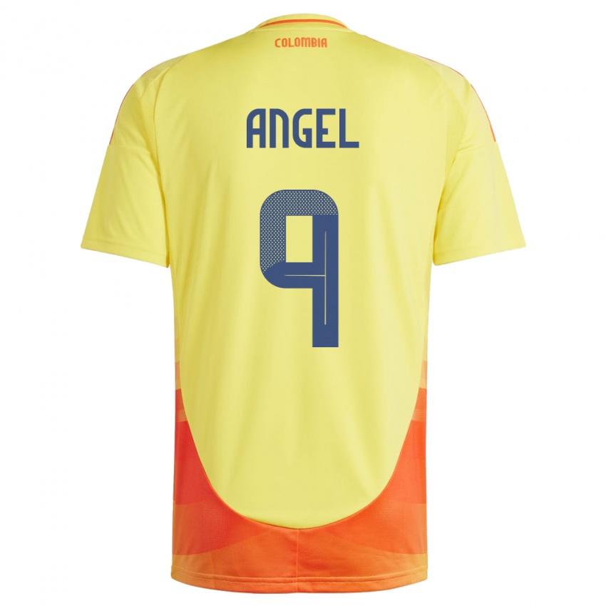 Børn Colombia Tomás Ángel #9 Gul Hjemmebane Spillertrøjer 24-26 Trøje T-Shirt