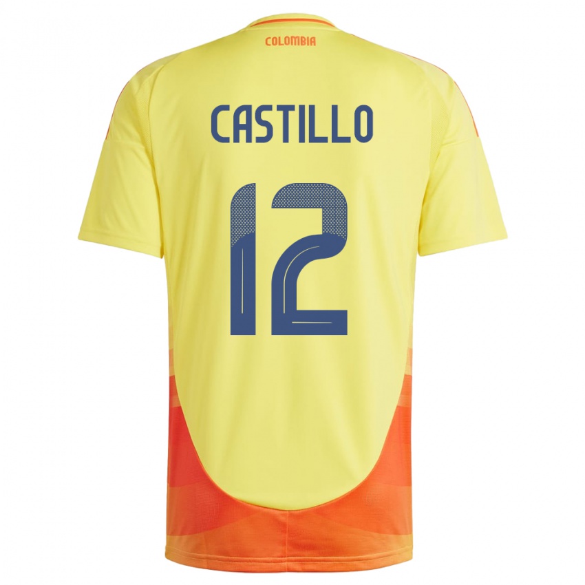 Børn Colombia Juan Castillo #12 Gul Hjemmebane Spillertrøjer 24-26 Trøje T-Shirt