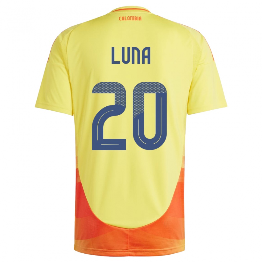 Børn Colombia Daniel Luna #20 Gul Hjemmebane Spillertrøjer 24-26 Trøje T-Shirt