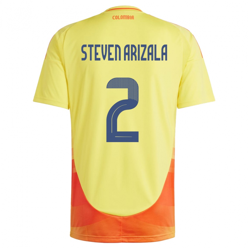 Børn Colombia Elver Steven Arizala #2 Gul Hjemmebane Spillertrøjer 24-26 Trøje T-Shirt