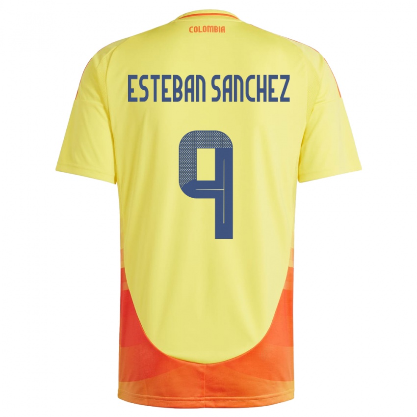 Børn Colombia Juan Esteban Sánchez #9 Gul Hjemmebane Spillertrøjer 24-26 Trøje T-Shirt