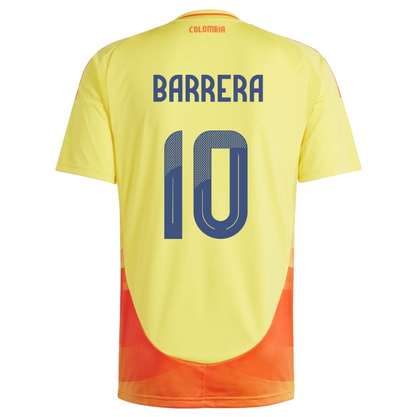 Børn Colombia Jordan Barrera #10 Gul Hjemmebane Spillertrøjer 24-26 Trøje T-Shirt