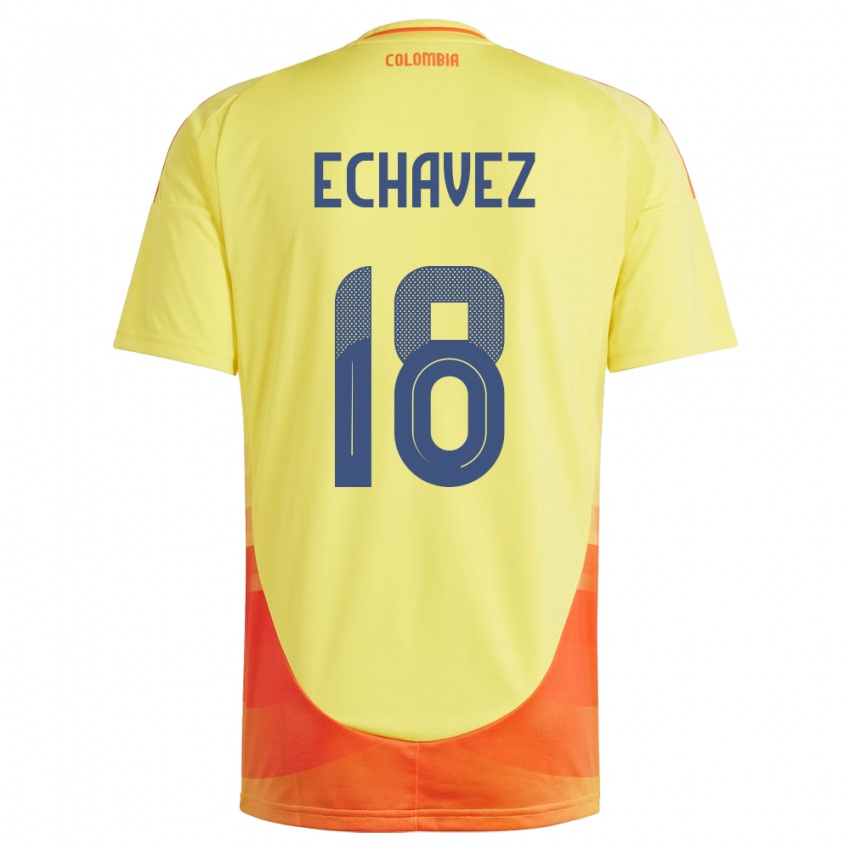 Børn Colombia Jhon Echavez #18 Gul Hjemmebane Spillertrøjer 24-26 Trøje T-Shirt