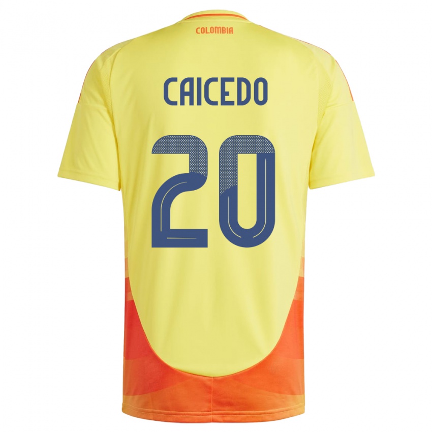 Børn Colombia Brayan Caicedo #20 Gul Hjemmebane Spillertrøjer 24-26 Trøje T-Shirt