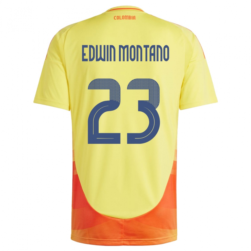 Børn Colombia John Edwin Montaño #23 Gul Hjemmebane Spillertrøjer 24-26 Trøje T-Shirt