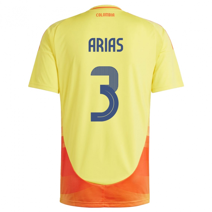 Børn Colombia Daniela Arias #3 Gul Hjemmebane Spillertrøjer 24-26 Trøje T-Shirt