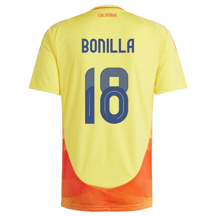 Børn Colombia Wendy Bonilla #18 Gul Hjemmebane Spillertrøjer 24-26 Trøje T-Shirt