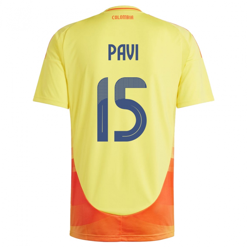 Børn Colombia Manuela Paví #15 Gul Hjemmebane Spillertrøjer 24-26 Trøje T-Shirt