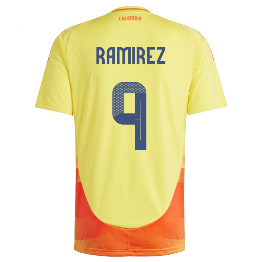 Børn Colombia Mayra Ramírez #9 Gul Hjemmebane Spillertrøjer 24-26 Trøje T-Shirt