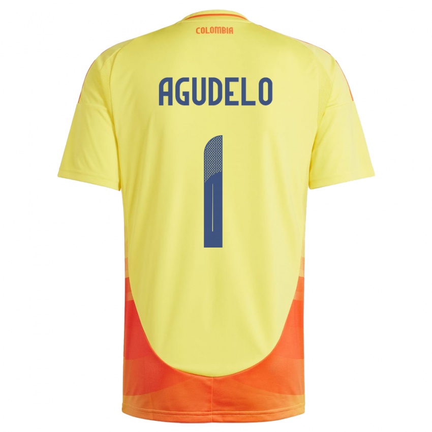 Børn Colombia Luisa Agudelo #1 Gul Hjemmebane Spillertrøjer 24-26 Trøje T-Shirt