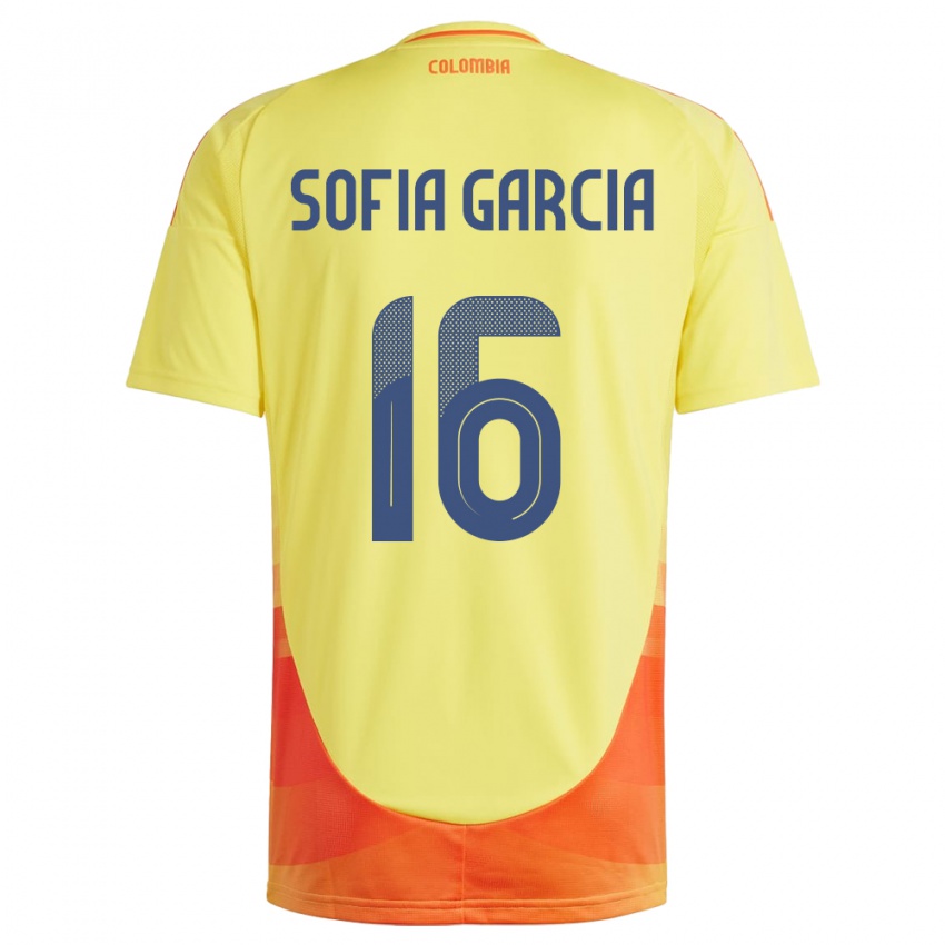 Børn Colombia Sofía García #16 Gul Hjemmebane Spillertrøjer 24-26 Trøje T-Shirt