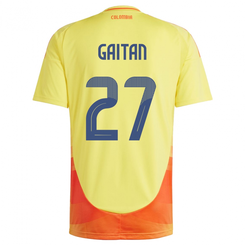 Børn Colombia Natalia Gaitán #27 Gul Hjemmebane Spillertrøjer 24-26 Trøje T-Shirt