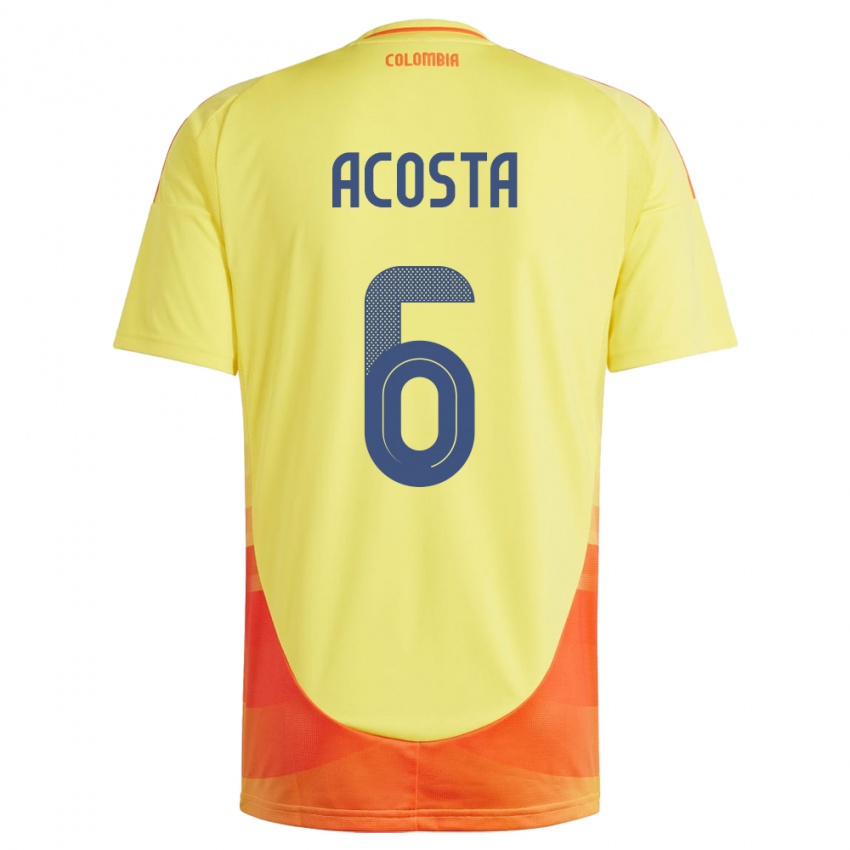 Børn Colombia Viviana Acosta #6 Gul Hjemmebane Spillertrøjer 24-26 Trøje T-Shirt