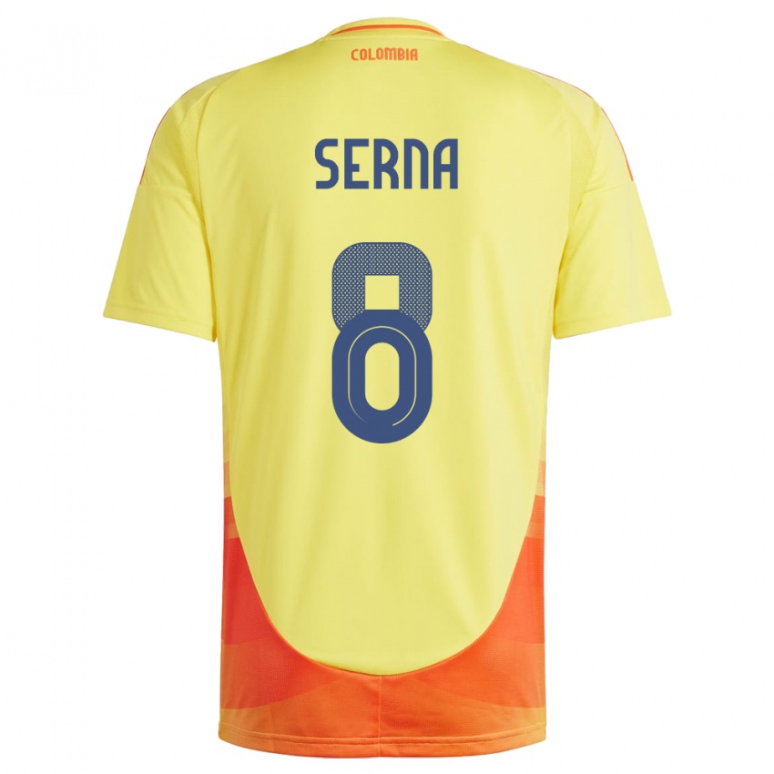 Børn Colombia Liced Serna #8 Gul Hjemmebane Spillertrøjer 24-26 Trøje T-Shirt