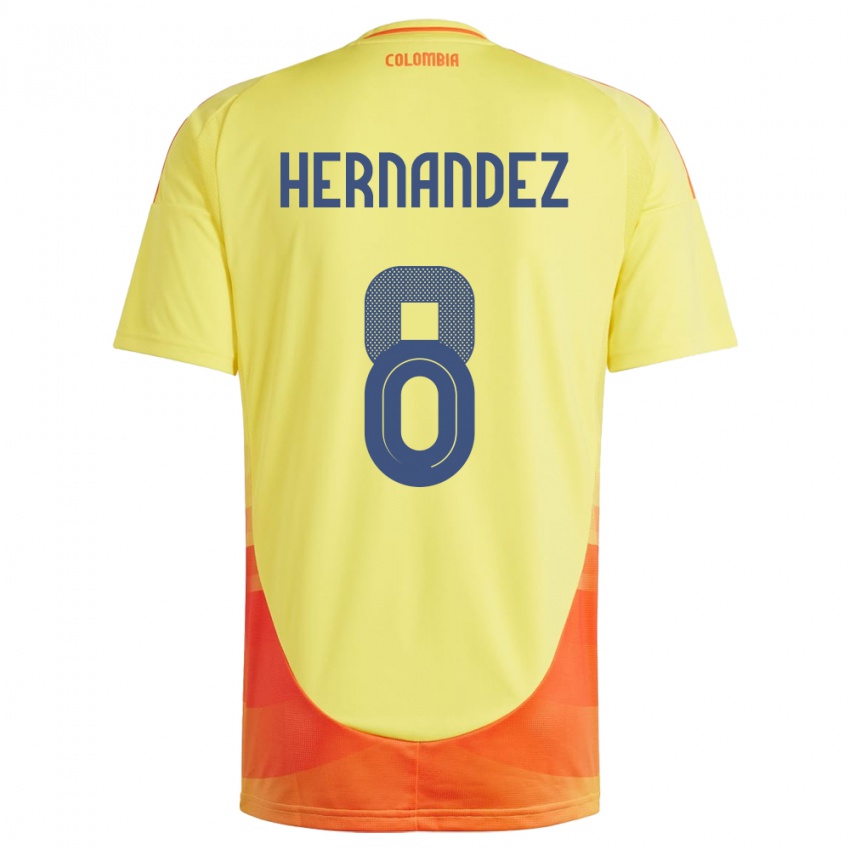 Børn Colombia Natalia Hernández #8 Gul Hjemmebane Spillertrøjer 24-26 Trøje T-Shirt