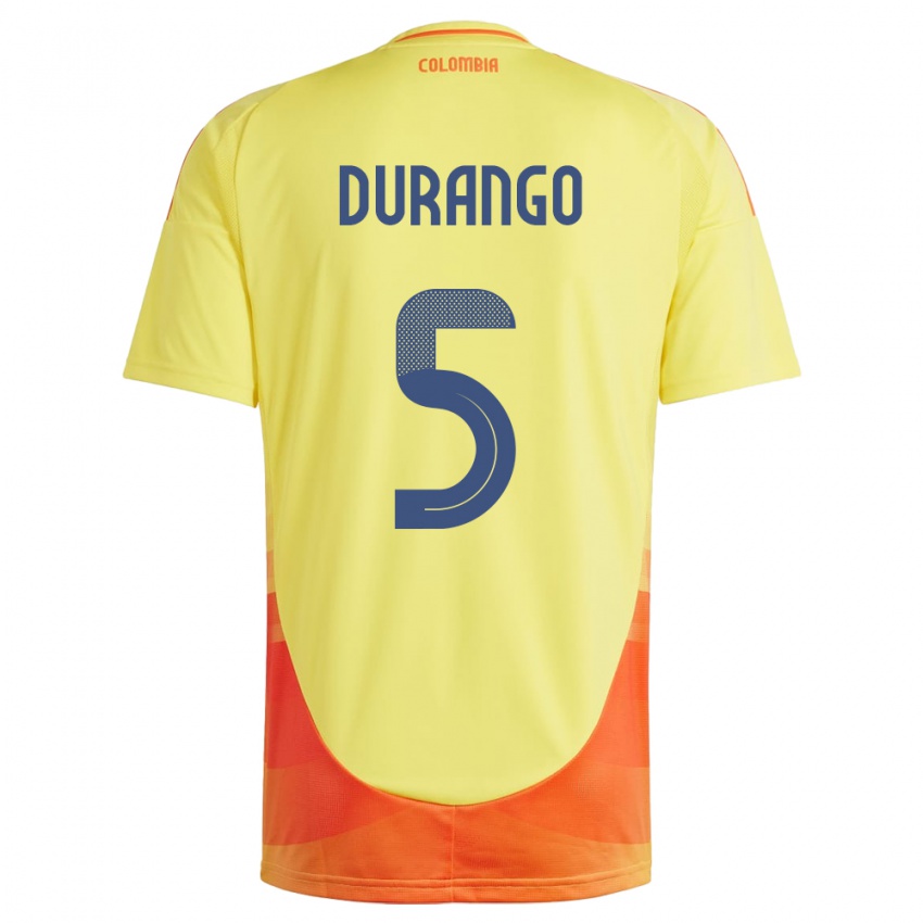 Børn Colombia Lorena Durango #5 Gul Hjemmebane Spillertrøjer 24-26 Trøje T-Shirt