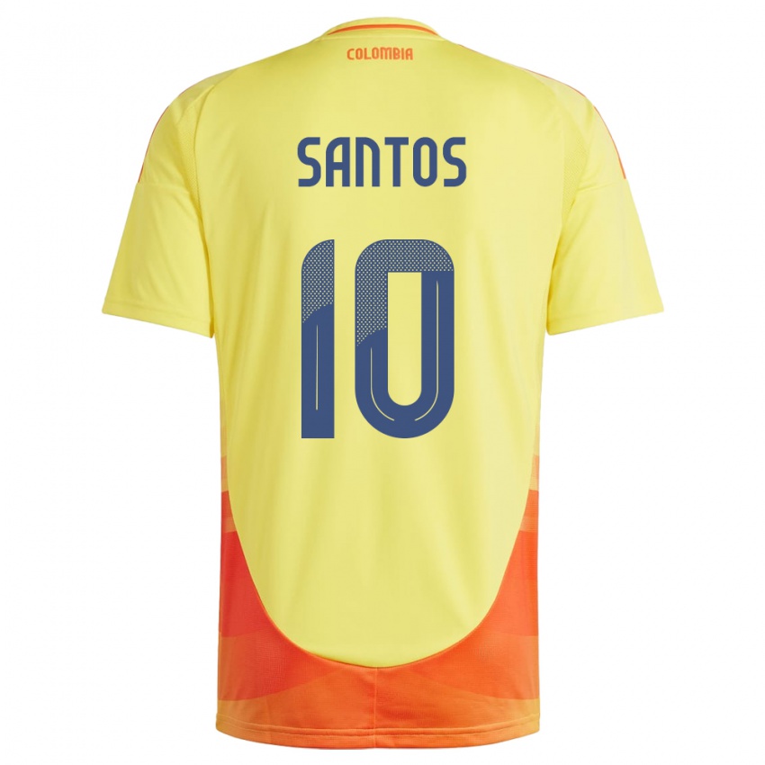 Børn Colombia Leicy Santos #10 Gul Hjemmebane Spillertrøjer 24-26 Trøje T-Shirt