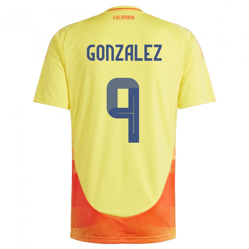 Børn Colombia Manuela González #9 Gul Hjemmebane Spillertrøjer 24-26 Trøje T-Shirt