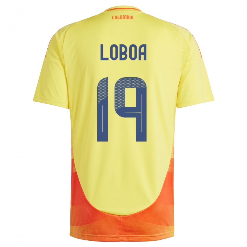 Børn Colombia Valerin Loboa #19 Gul Hjemmebane Spillertrøjer 24-26 Trøje T-Shirt