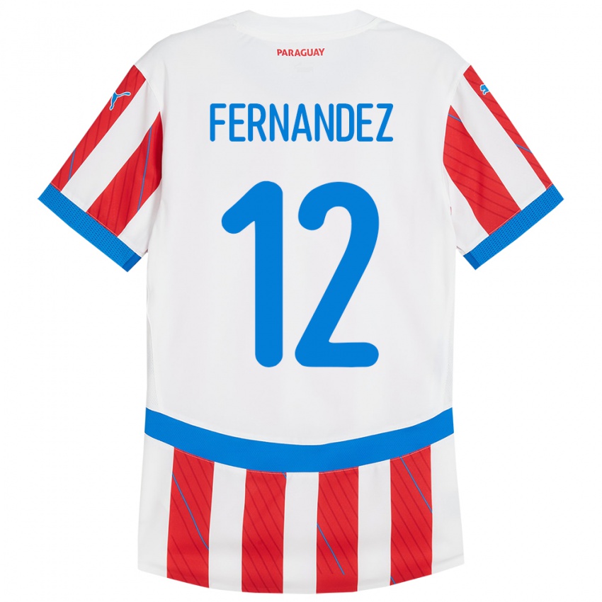 Børn Paraguay Gatito Fernández #12 Hvid Rød Hjemmebane Spillertrøjer 24-26 Trøje T-Shirt