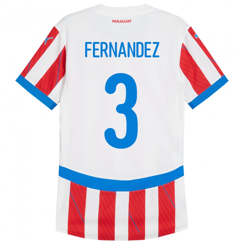 Børn Paraguay Roberto Fernández #3 Hvid Rød Hjemmebane Spillertrøjer 24-26 Trøje T-Shirt