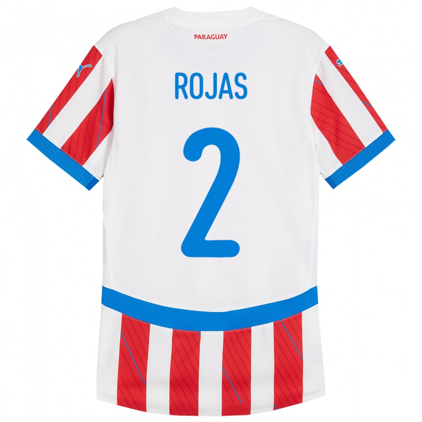 Børn Paraguay Robert Rojas #2 Hvid Rød Hjemmebane Spillertrøjer 24-26 Trøje T-Shirt