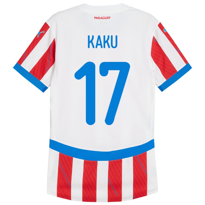 Børn Paraguay Kaku #17 Hvid Rød Hjemmebane Spillertrøjer 24-26 Trøje T-Shirt