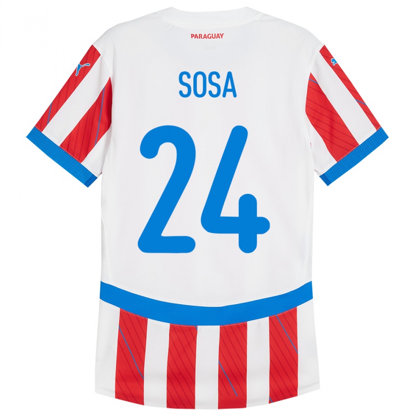 Børn Paraguay Ramón Sosa #24 Hvid Rød Hjemmebane Spillertrøjer 24-26 Trøje T-Shirt