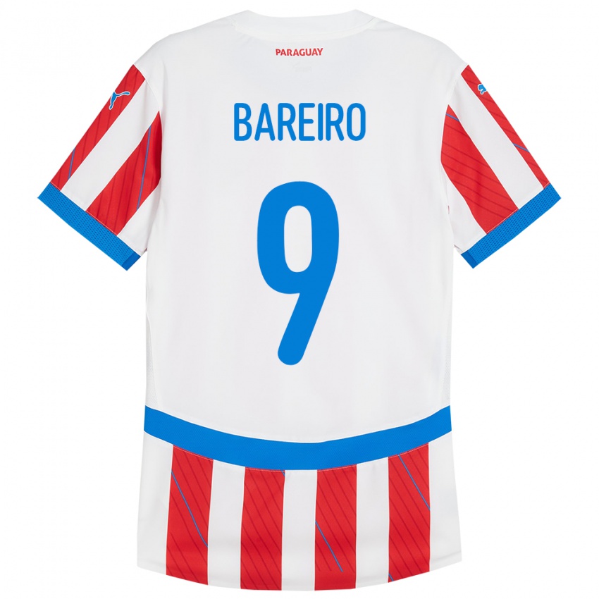 Børn Paraguay Adam Bareiro #9 Hvid Rød Hjemmebane Spillertrøjer 24-26 Trøje T-Shirt