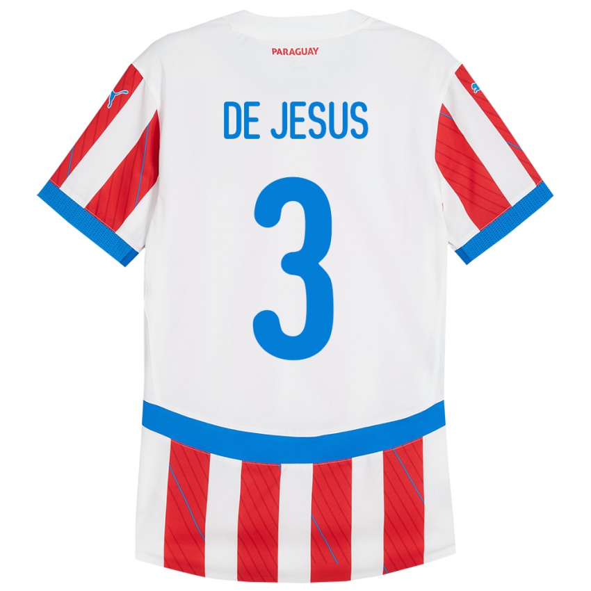 Børn Paraguay Ronaldo De Jesús #3 Hvid Rød Hjemmebane Spillertrøjer 24-26 Trøje T-Shirt