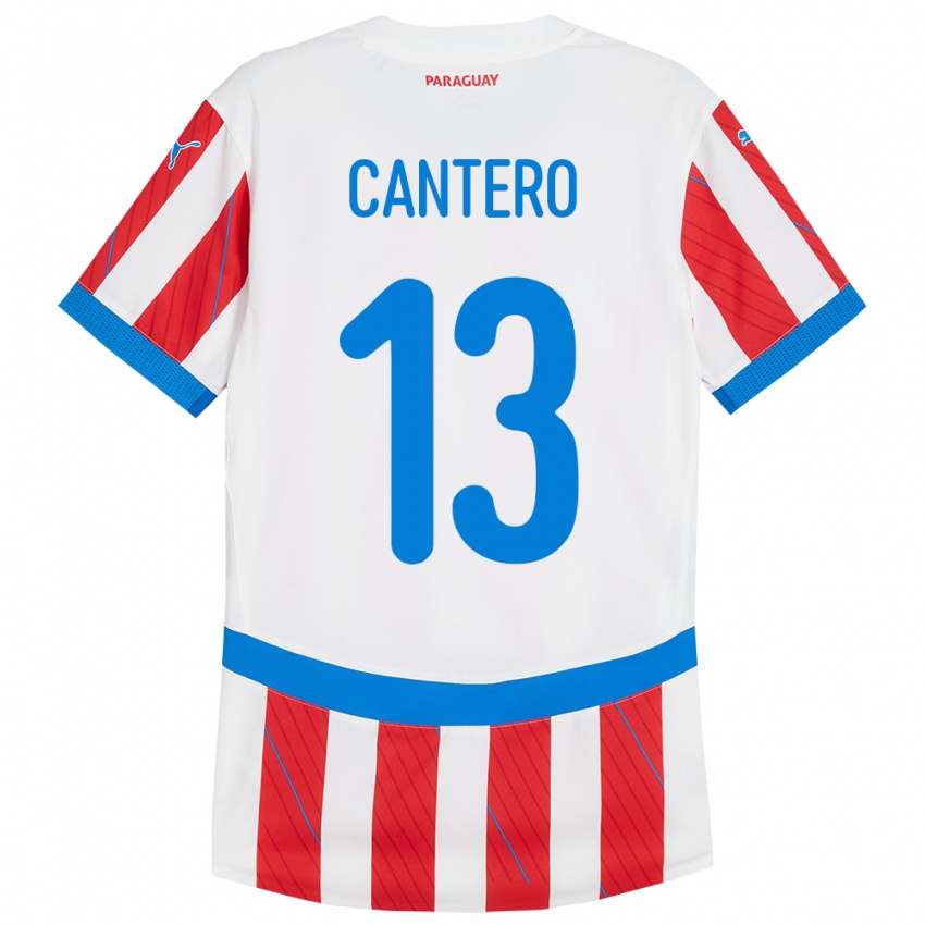 Børn Paraguay Alexis Cantero #13 Hvid Rød Hjemmebane Spillertrøjer 24-26 Trøje T-Shirt